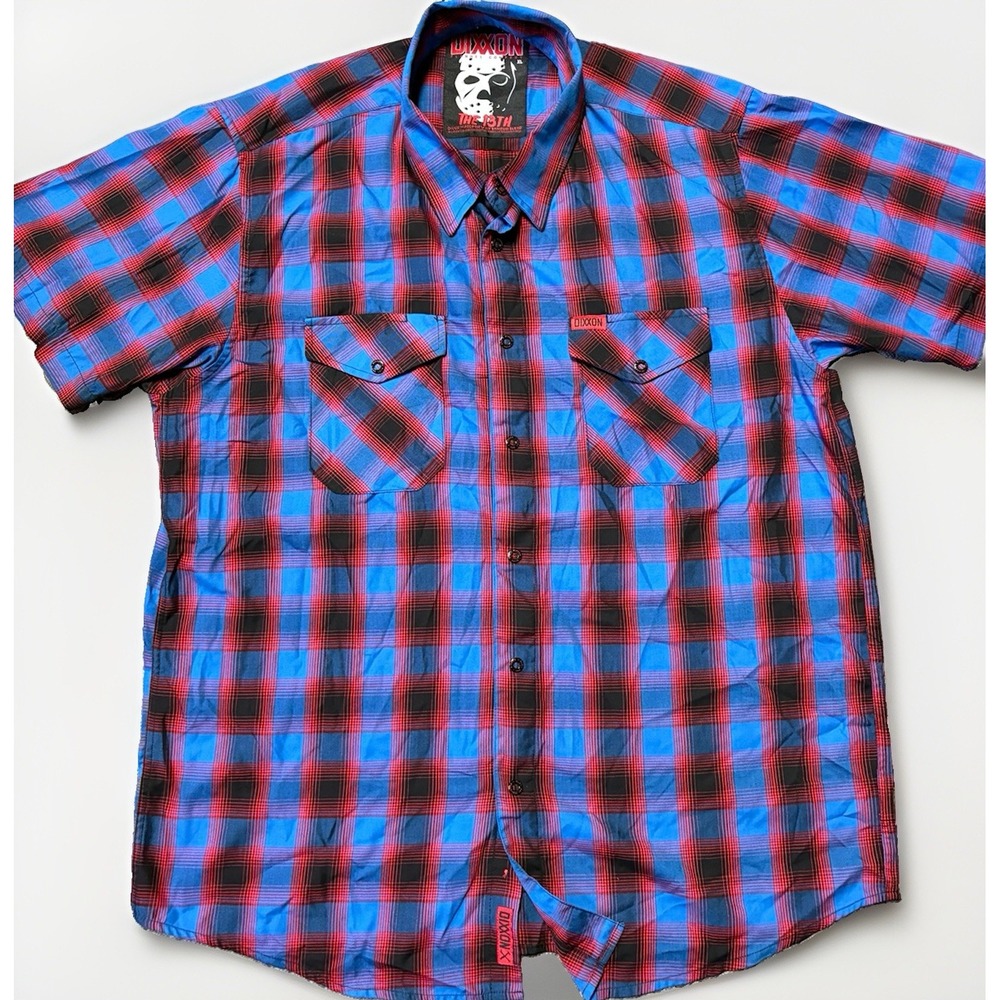 Dixxon The 13th Short Sleeve Bamboo Shirt Men's XL Plaid Friday Horror Slasher
